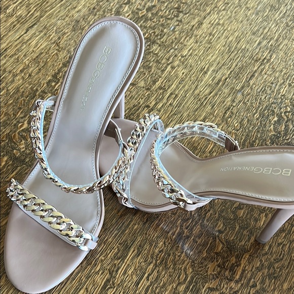Women's Beige Chain Strap Heels - Picture 1 of 3